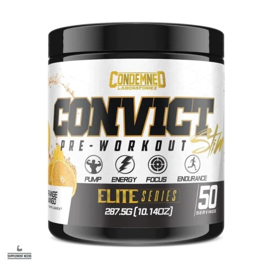 CONVICT STIM 50 SERVINGS ORANGE MANGO PRE-WORKOUT SUPPLEMENTS 287.5g